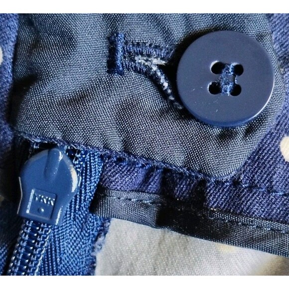 Talbots Petite Pants Chathan Size OP Blue White/Yellow Polka Dot Side Zip Button - Picture 4 of 11